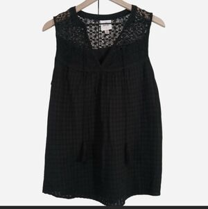 Knox Rose Boho Crochet Tank Top Black Medium Tassels